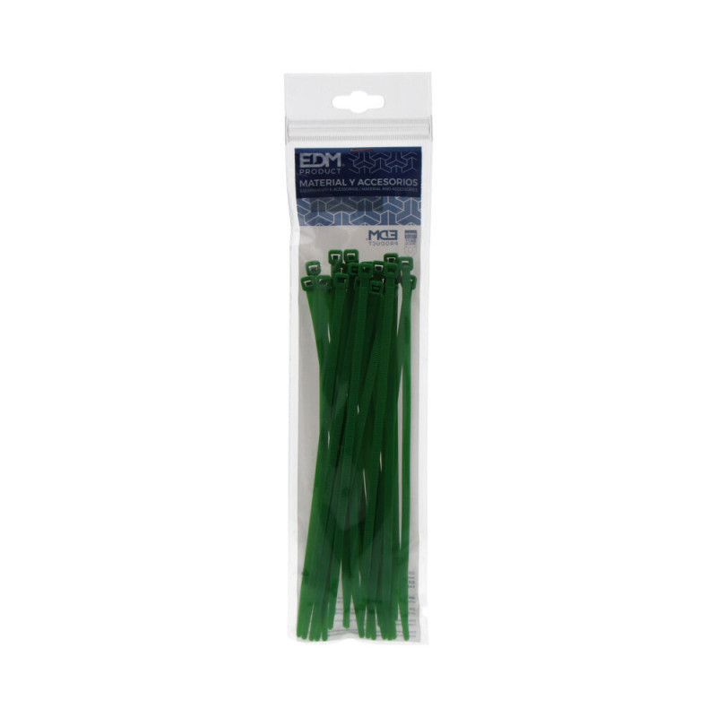 Bridas verdes 380x4,8mm nylon alta calidad (blister 25 unid.) edm