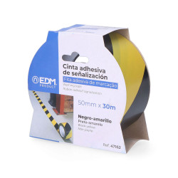S.of. cinta adhesiva de señalizacion amarillo-negra 30m x 50mm edm