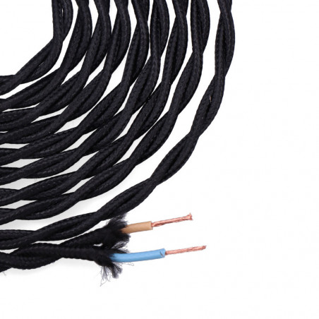 Cable textil trenzado 2x0,75mm c-41 negro seda 5m