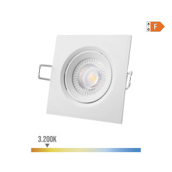 Downlight led empotrable cuadrado 5w 3200k luz calida color blanco 9x9cm edm