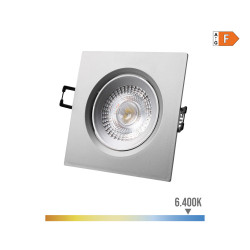 Downlight led empotrable cuadrado 5w 6400k luz fria color cromo 9x9cm edm