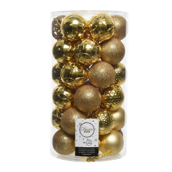 Tubo de 37 bolas doradas decorativas para arbol de navidad ø6cm