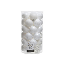 Tubo de 37 bolas blancas decorativas para arbol de navidad ø6cm