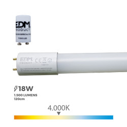 S.of. tubo led t8 18w 1600lm 4000k luz dia (eq.36w) ø2,6x120cm edm