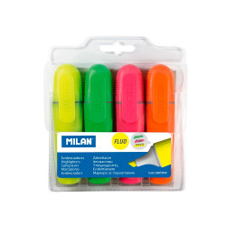 Pack 4 marcadores fluorescentes punta biselada milan