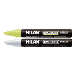 Blister 2 rotuladores amarillo-blanco fluoglass 2 - 4mm milan