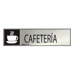 Cartel informativo "cafeteria" (inox adhesivo 0.8mm) 5x20cm normaluz