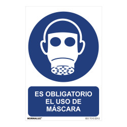 Cartel "es obligatorio el uso de mascara" (pvc 0,7mm) 30x40cm normaluz