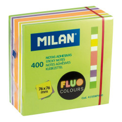 Bloc 400 notas adhesivas colores fluo 76 x 76 mm milan