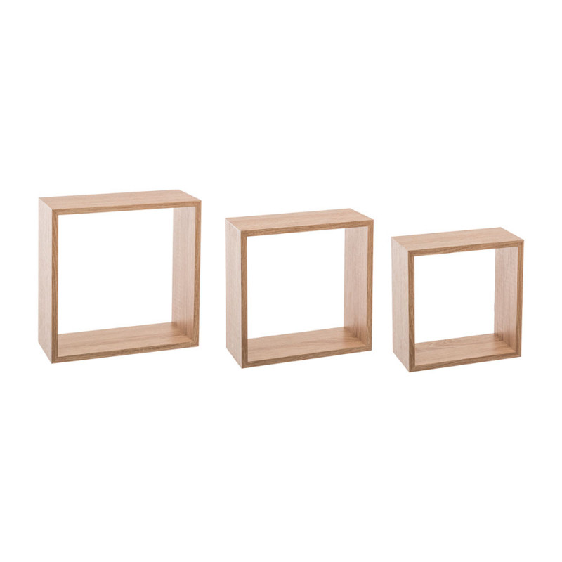 Ult. unidades set 3 estantes tipo cubo color natural 3 medidas