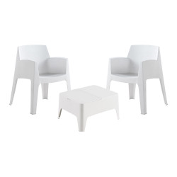 Ult. unidades conjunto de jardin/terraza de 2 sillas+mesa baja. color blanco sillas: 60x67x82cm mesa: 48x58x30cm modelo: cos ...