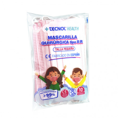 Ult. unidades mascarilla quirúrgica rosa bolsa 10 unidades infantil. tecnol