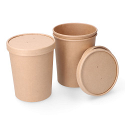 *ult.unidades* envase de cartón biodegradable redondo para sopa con tapa 1000cc (3 unid.)