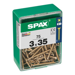 Caja 75 unid. tornillo madera spax cabeza plana yellox 3,0x35mm spax