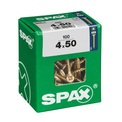 Caja 100 unid. tornillo madera cabeza plana yellox 4,0x50mm spax