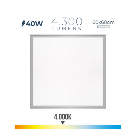 Panel led 40w 4300lm ra80 60x60cm 4000k luz dia edm