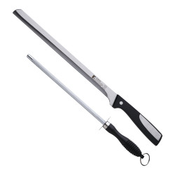 Set cuchillo jamonero 25cm + chaira 20cm acero inoxidable resa bergner