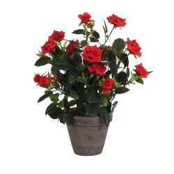 Rosal color rojo pvc con maceta gris