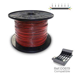 Carrete cable paralelo (audio) 2x1,5mm rojo-negro 1000m 500m (bobina grande ø400x200mm)