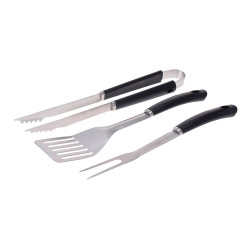 Set 3 utensilios para barbacoa pvc/acero inox color negro edm