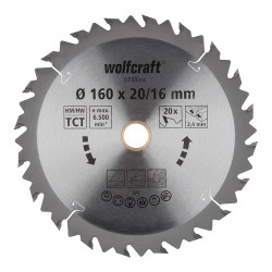 Disco de sierra circular ct, 20 dientes ø160mm 6733000 wolfcraft
